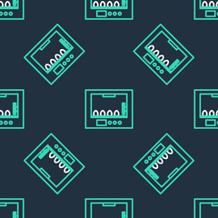Line Incubator for eggs icon isolated seamless pattern on black background. Vector