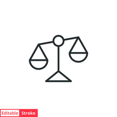 Libra line icon. Simple outline style. Scale, balance, comparison, compare, legal, law, justice, weight concept. Pictogram, vector illustration isolated on white background. Editable stroke EPS 10.