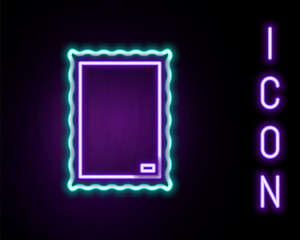 Glowing neon line Picture icon isolated on black background. Colorful outline concept. Vector