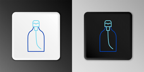 Line Bottle of liquid antibacterial soap with dispenser icon isolated on grey background. Disinfection, hygiene, skin care. Colorful outline concept. Vector