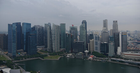 View of Collyer Quay from the observation deck of the hotel Marina By Sands