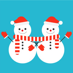 仲良しペアルックの雪だるま　
Snowman buddy in the same clothes