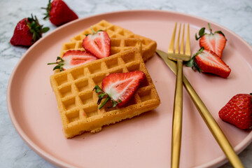 waffles with strawberries
