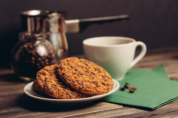 sweets on the table cookies gingerbread cookies a cup of coffee