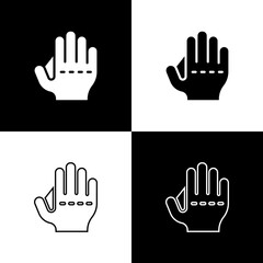 Set Baseball glove icon isolated on black and white background. Vector