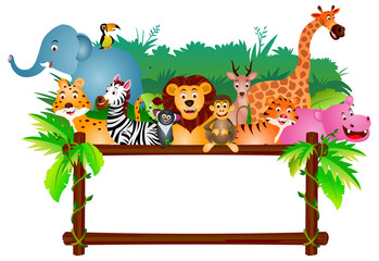 Animal frame with wild animals caroon vector