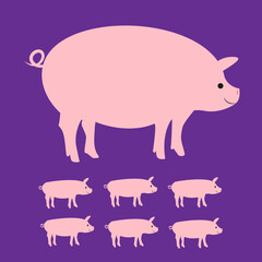 豚ファミリーのおしゃれイラスト　
Pig family illustration