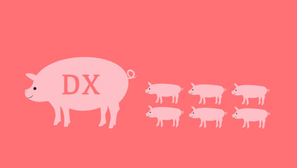 養豚のDX（デジタルトランスフォーメーション）イラスト　
Digital Transformation for Pig farming