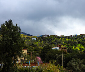 Obraz premium View to hills near Chefchaouen in cloudy day