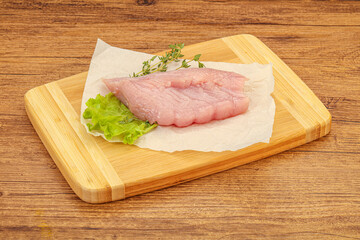 Raw turkey breast steak for cooking