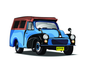 Obraz na płótnie Canvas vector image illustration of small size passenger car, Indonesian traditional transportation, namely Oplet