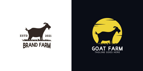 illustrations of goat farm logo design concept.