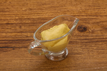 Dijon mustard sauce in the bowl