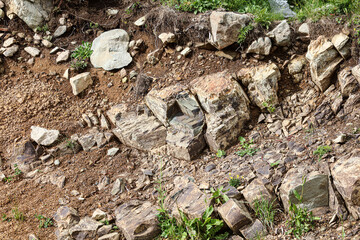 Rocky stones on the mountainside.