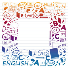 English courses, english learning. Vector pattern. Online courses.
