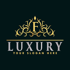 Golden luxury logo design,