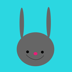 赤い鼻の黒ウサギのかわいいイラスト　
Black cute bunny with red nose