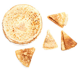 Pancakes made from dough isolated on a white