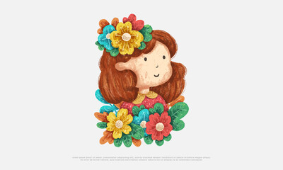 little girl cute design illustration
