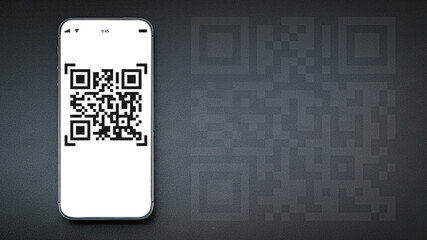 Pay qr code. Mobile smartphone screen for payment, online pay, scan barcode with qr code scanner on...