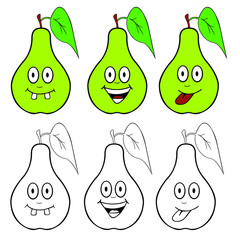 illustration of pears with happy faces