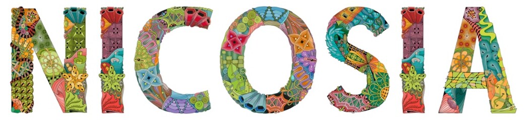 Nicosia is the largest city, capital, and seat of government of Cyprus. Vector zentangle object for decoration