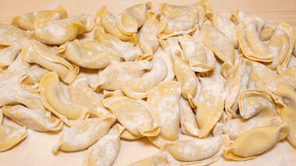 A kind of ravioli, casoncelli, home made traditional food of the Bergamo area, Italy. Delicious Italian food