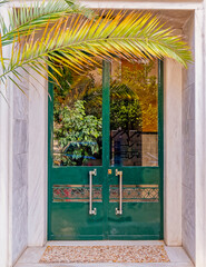classic '60s design elegant house front entrance door, Athens Greece