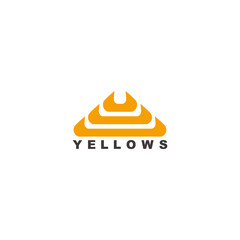 yellow curves object beautiful elegant shape logo vector