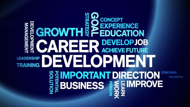 4k Career Development Animated Tag Word Cloud;Text Design Animation typography seamless loop.