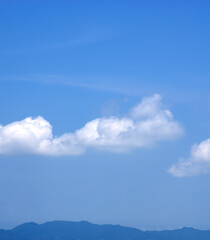 遠景の快晴の中に現れた明るくて厚い入道雲