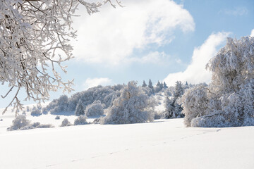 Beautiful winter wonderland in the mountains of Rhön