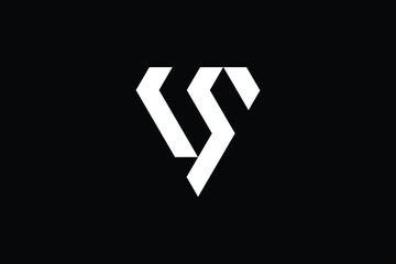 Minimal elegant monogram art logo. Outstanding professional trendy awesome artistic SV VS initial based Alphabet icon logo. Premium Business logo White color on black background.
