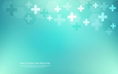 Vector illustration of a medical background with hexagons and crosses. Concepts and ideas for healthcare and medicine design