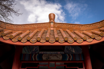 Authentic Chinese garden hideaway surrounded by bamboo and water 