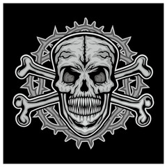 Gothic sign with skull and bones, grunge vintage design t shirts