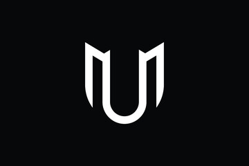 Minimal elegant monogram art logo. Outstanding professional trendy awesome artistic MU UM initial based Alphabet icon logo. Premium Business logo White color on black background. © FinalDesignz