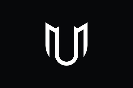 Minimal elegant monogram art logo. Outstanding professional trendy awesome artistic MU UM initial based Alphabet icon logo. Premium Business logo White color on black background.