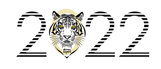 Year 2022. The Year of the Tiger. Vector illustration