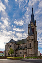 Fototapeta na wymiar Kirche in Tann in der Rhön in Hessen, Deutschland 