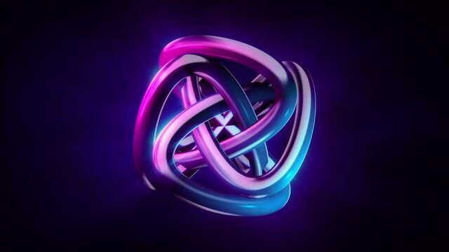 Abstract background 3D animation shiny stripes regular geometry structure transforms in a space loop.