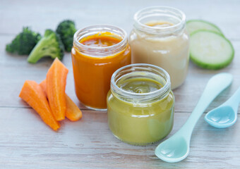 Assortment of fruit and vegetable puree