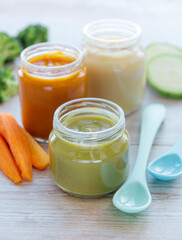 Assortment of fruit and vegetable puree