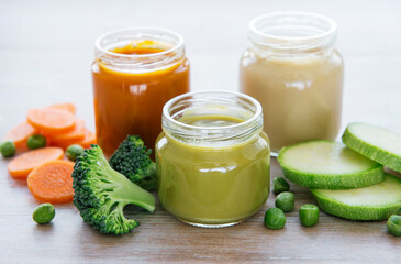 Assortment of fruit and vegetable puree
