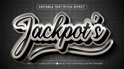 Jackpot's text, shiny silver style editable text effect