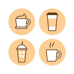 Set of drink coffee cup, Icon flat design on white background, Vector illustration