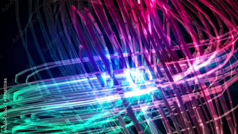 Wall mural abstract background 3d animation shiny stripes regular geometry structure appears builds up and tran