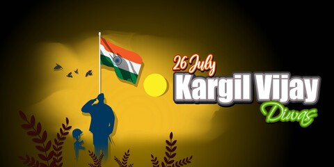 Obraz premium VECTOR ILLUSTRATION FOR 26 JULY VIJAY KARGIL DIWAS MEANS 26 JULY KARGIL (INDIAN BORDER PLACE NAME) VICTORY DAY