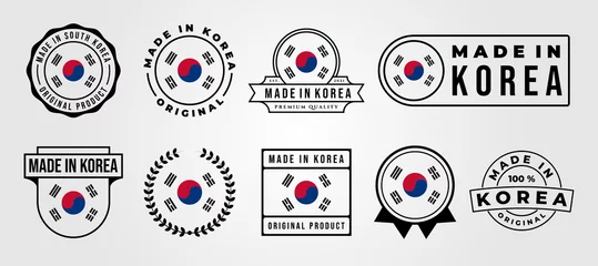 Poster set bundled made in korea label badge vector illustration design, made in korea logo design © linimasa