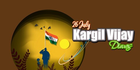 VECTOR ILLUSTRATION FOR 26 JULY VIJAY KARGIL DIWAS MEANS 26 JULY KARGIL (INDIAN BORDER PLACE NAME) VICTORY DAY